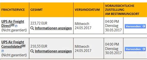 ups international versandkosten.